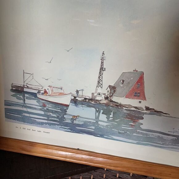 Paul Loring Old Gull Rock Light, Newport Matted and Framed Print - Picture 13 of 16